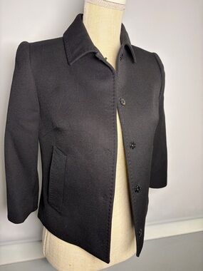 Vintage Dolce & Gabbana Black Virgin Wool Tailored Wool Crop Jacket 38 Italy
